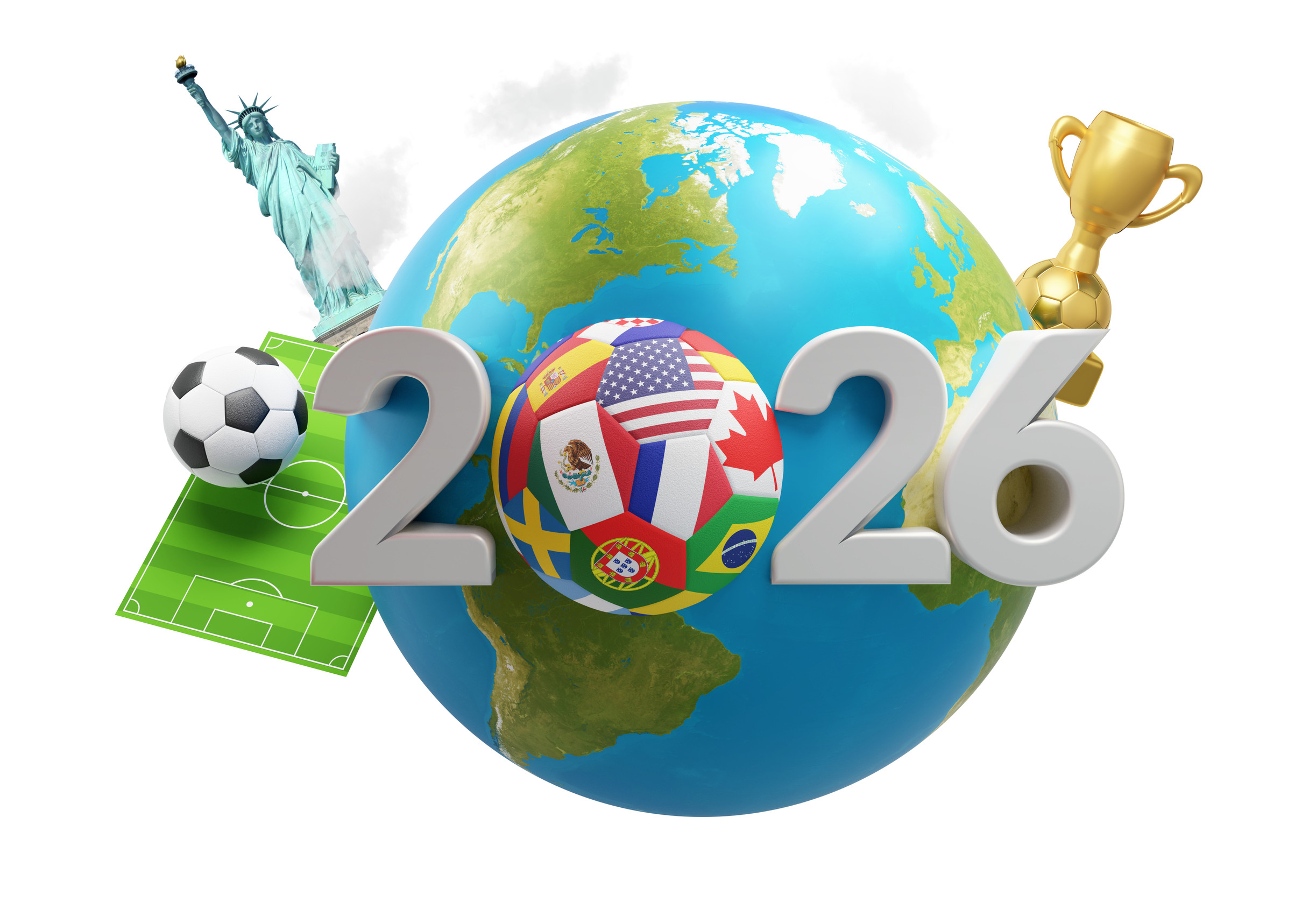 3d Soccer Globe With Usa Canada Mexico