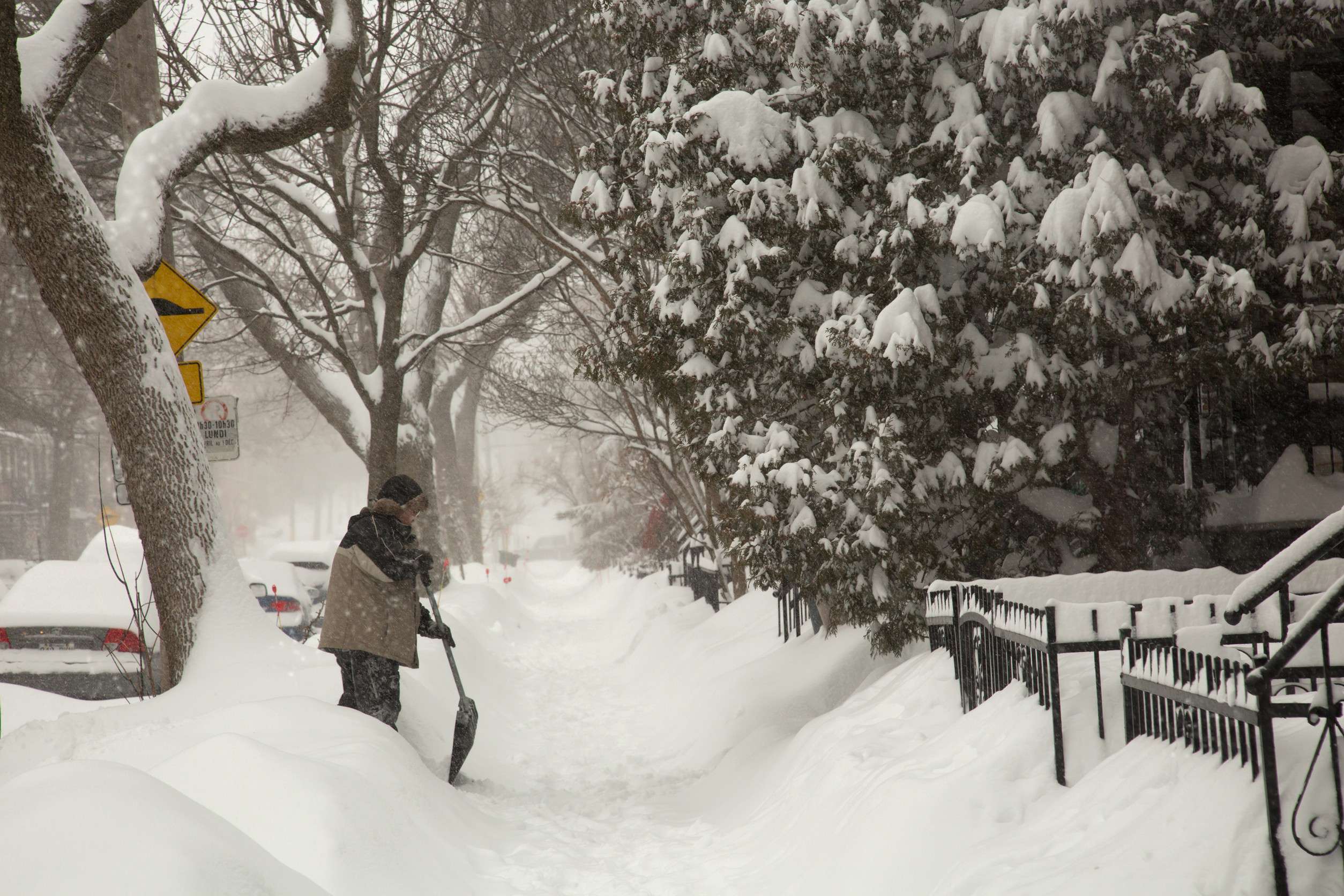 A Scene After Heavy Snowfall In Montreal Canada