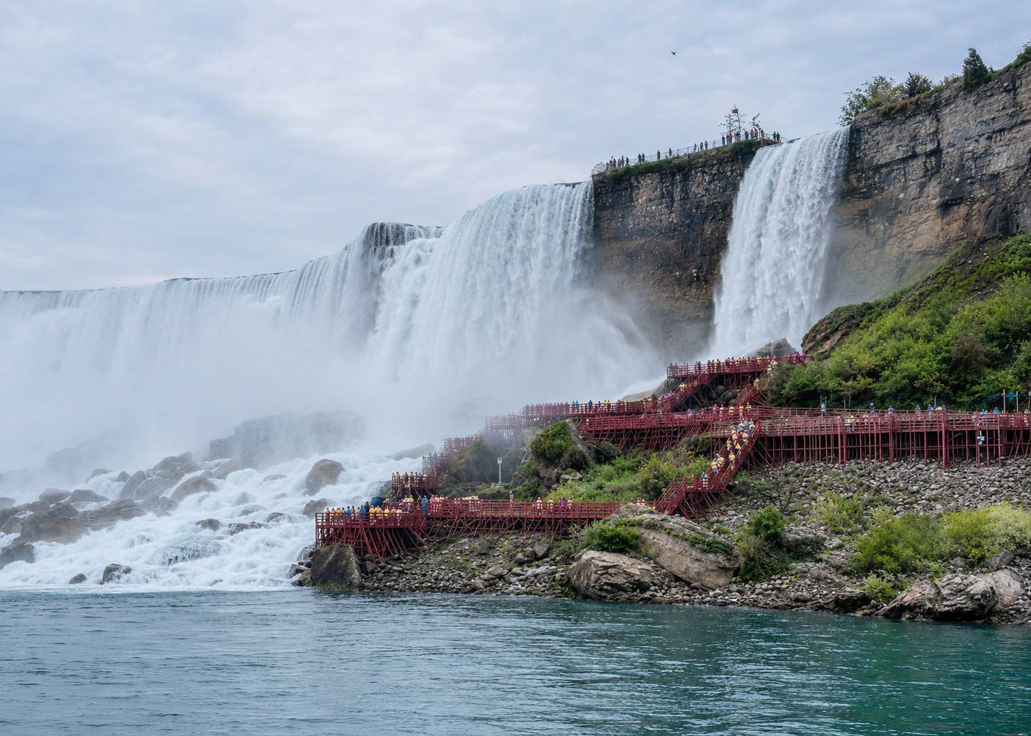 American Falls With Tourists