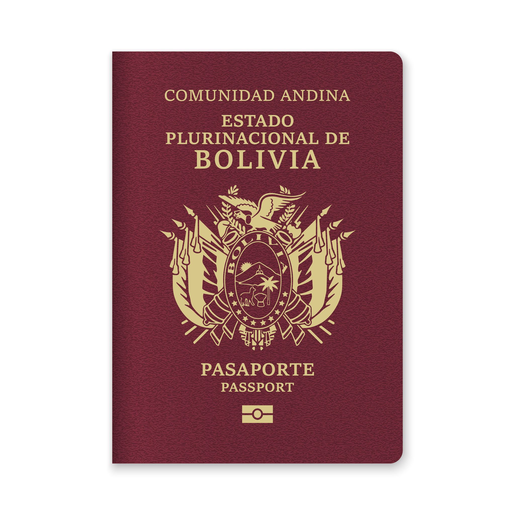 Bolivia Passport Cover Featuring Gold Text And Emblem
