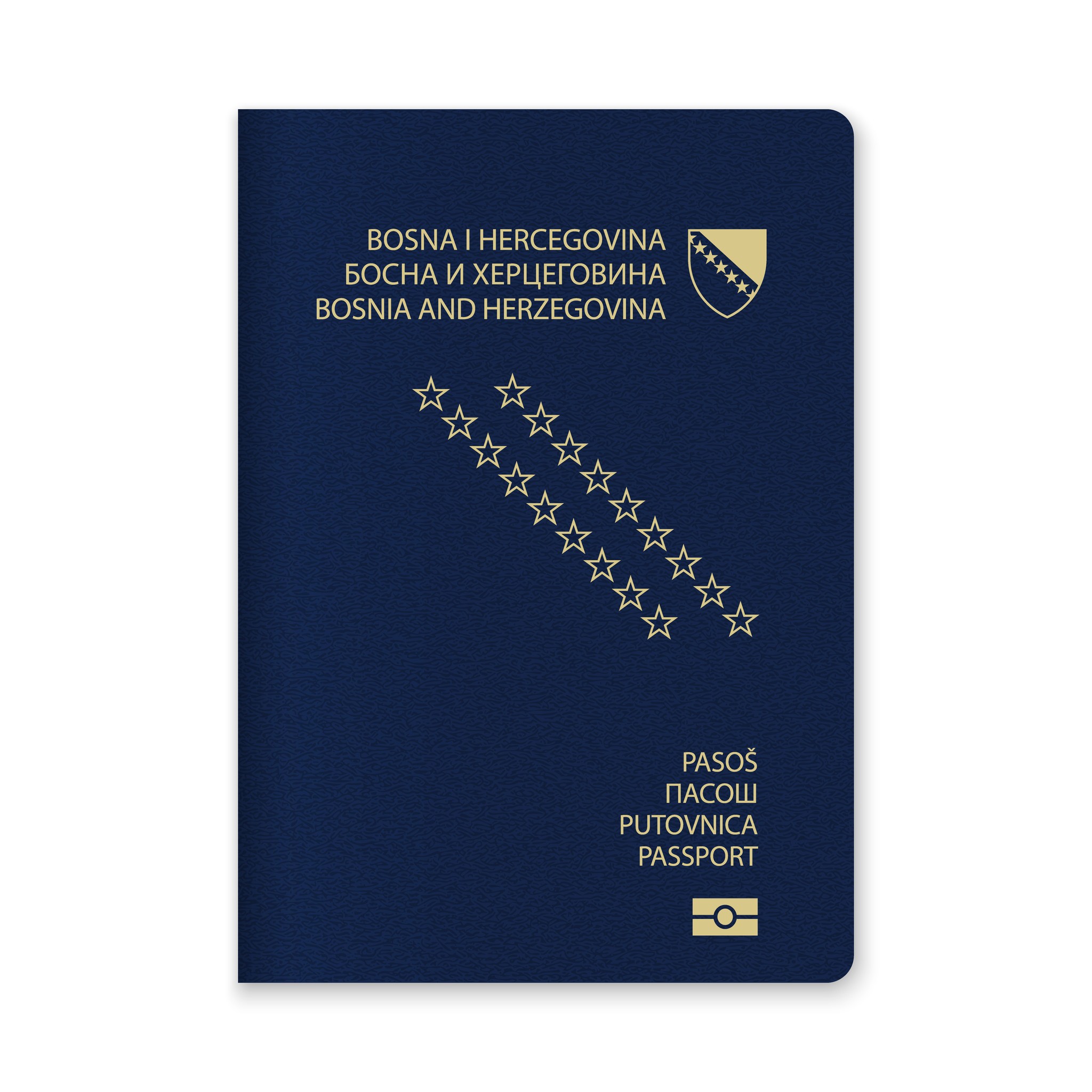 Bosnia Passport Cover Featuring Gold Text And Emblem