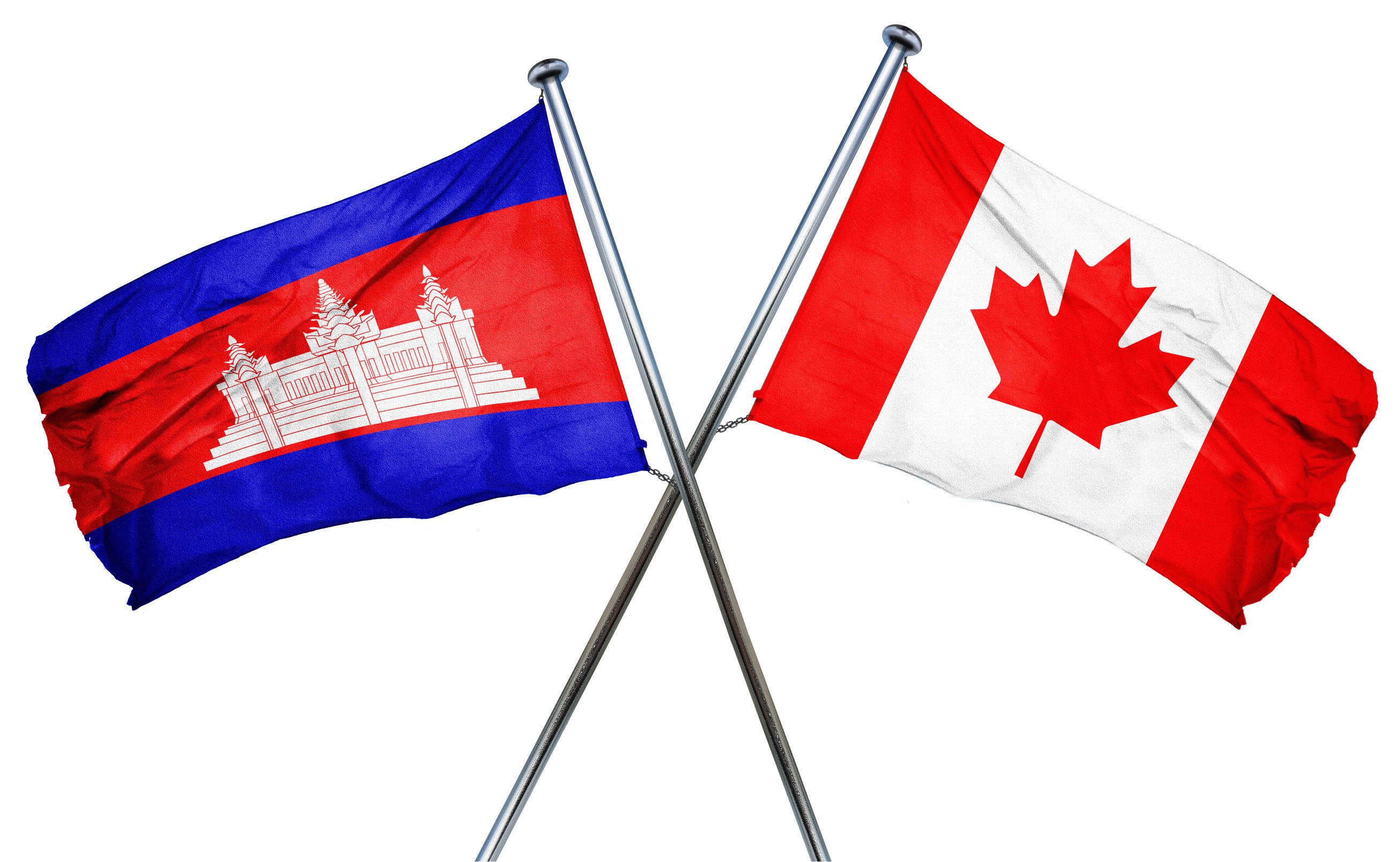 Cambodia Flag Combined With Canada Flag