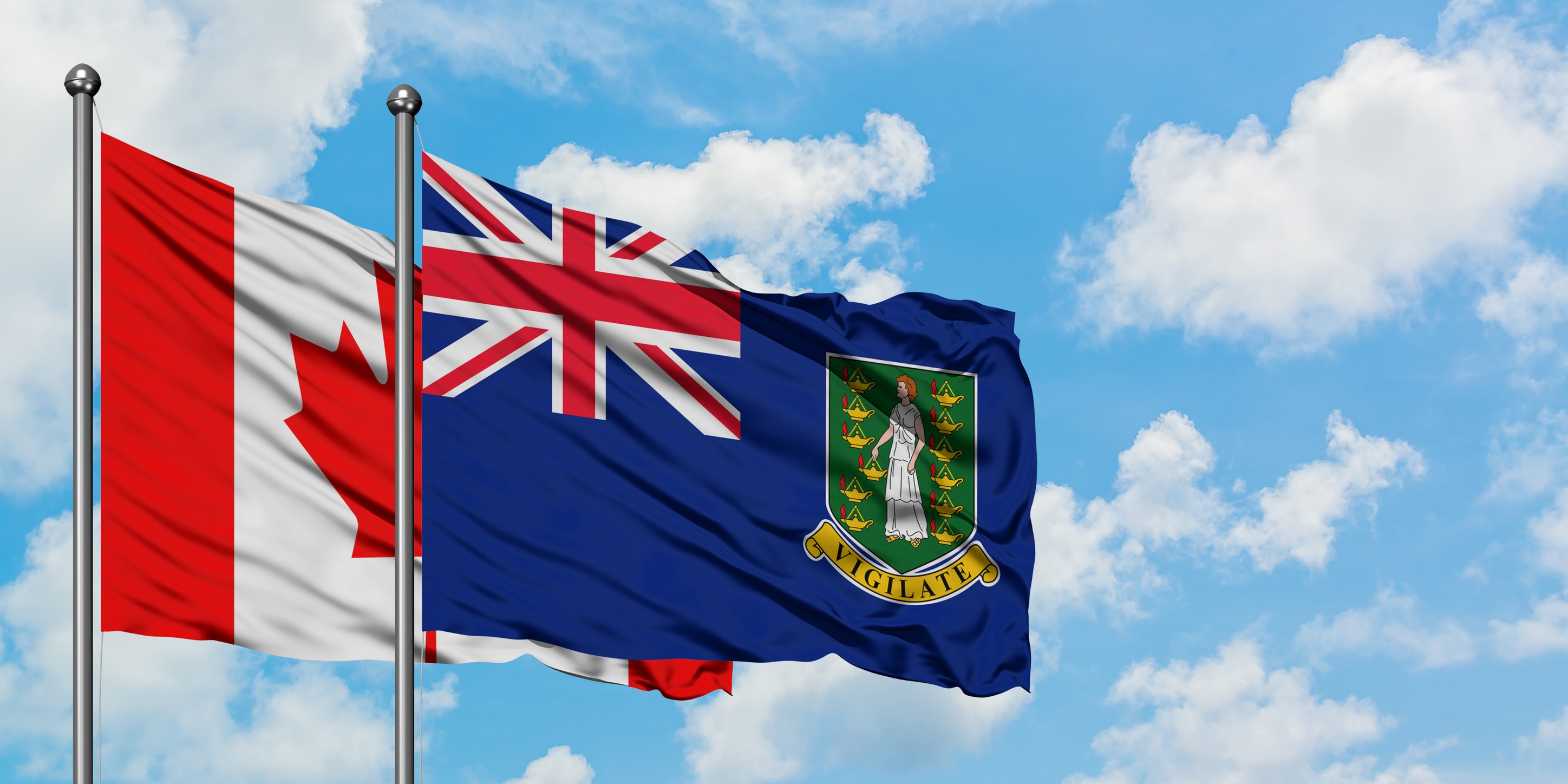 Canada And British Virgin Islands Flag Waving