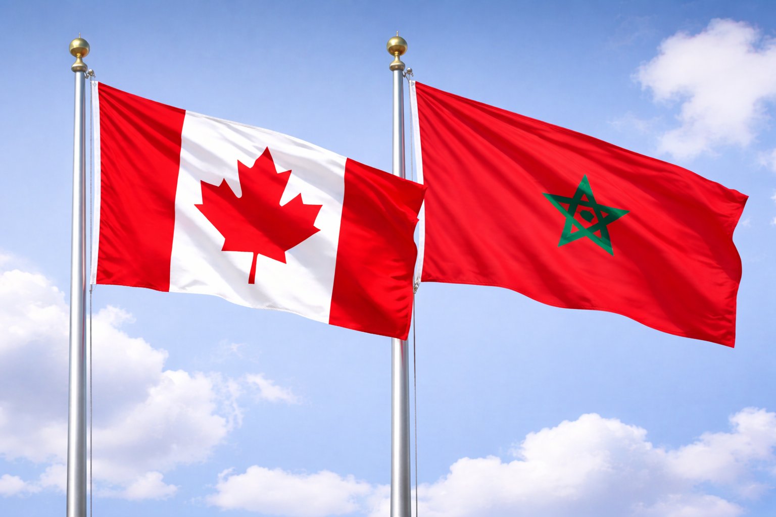 Canada And Morocco Flags
