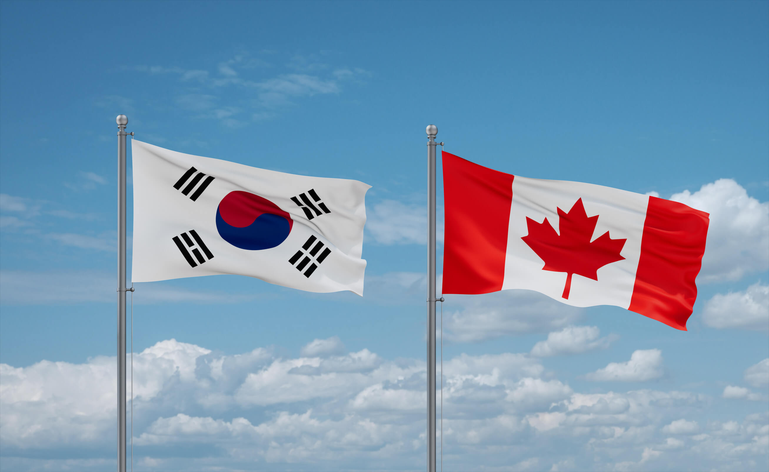 Canada And Republic Of Korea Flags