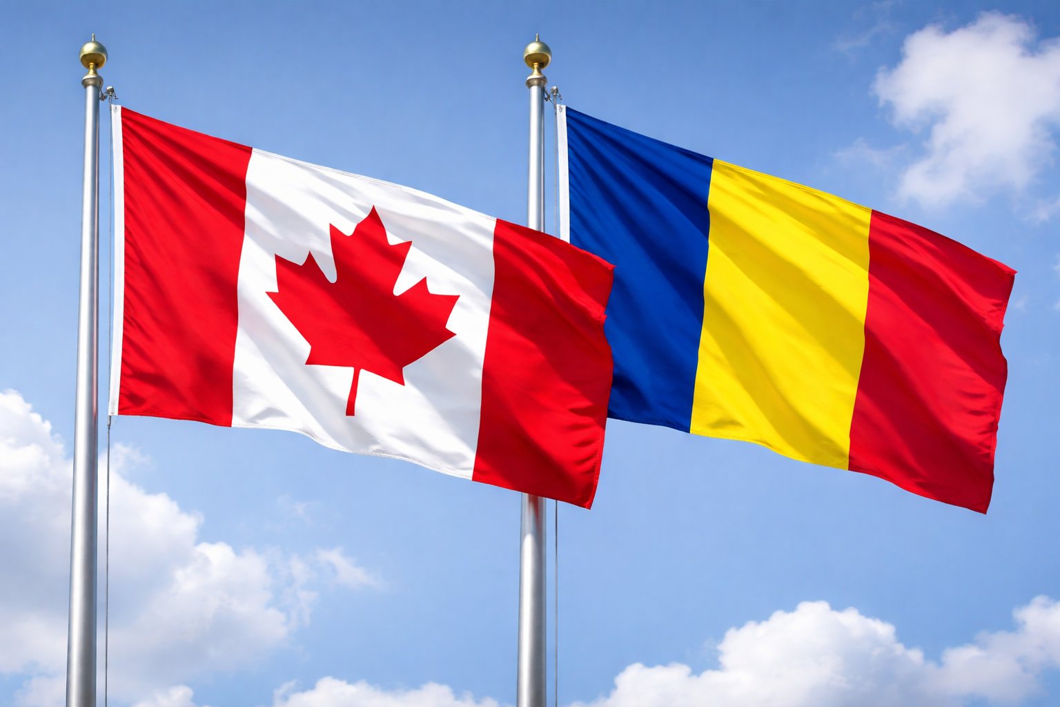 Canada And Romania Flags