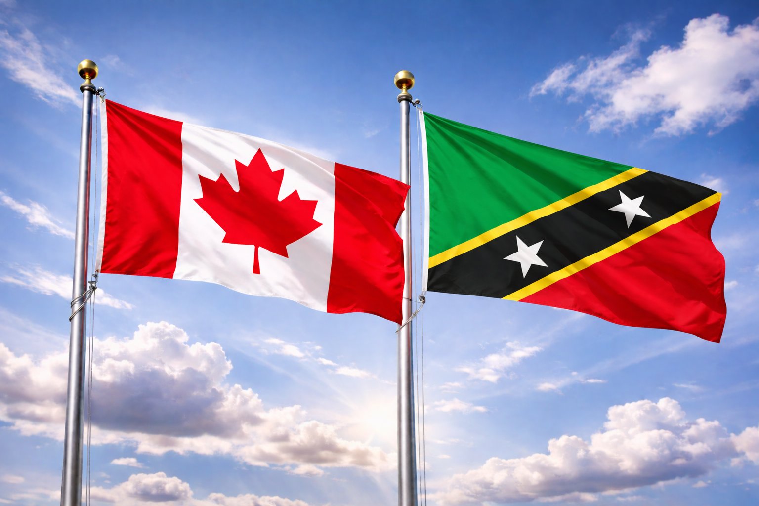 Canada And Saint Kitts Nevis Flags