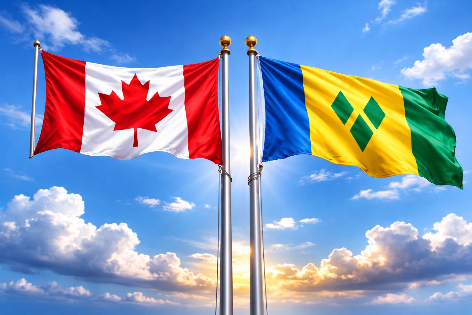 Canada And St Vincent Grenadines Flags