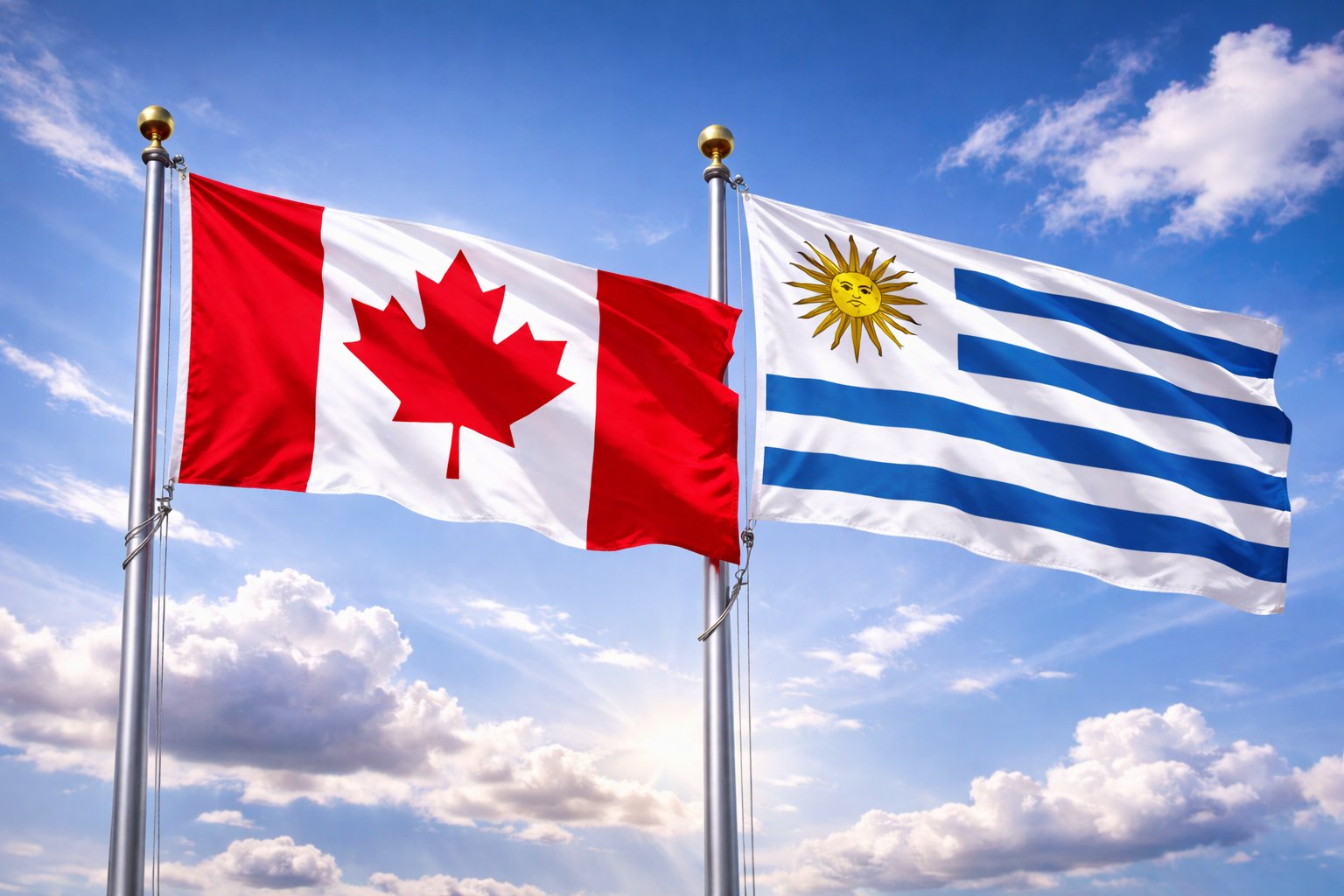 Canada And Uruguay Flags
