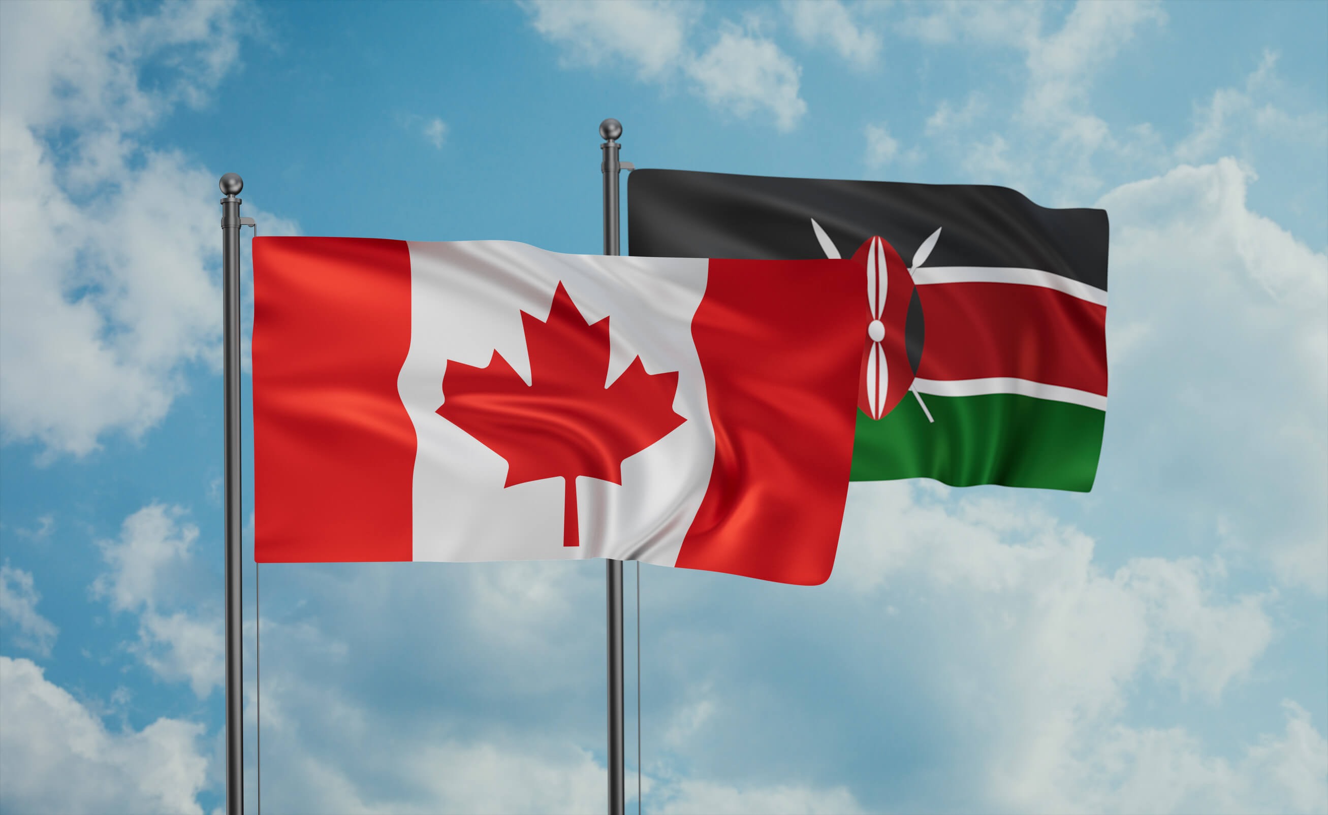 Canada Flag Waving Together