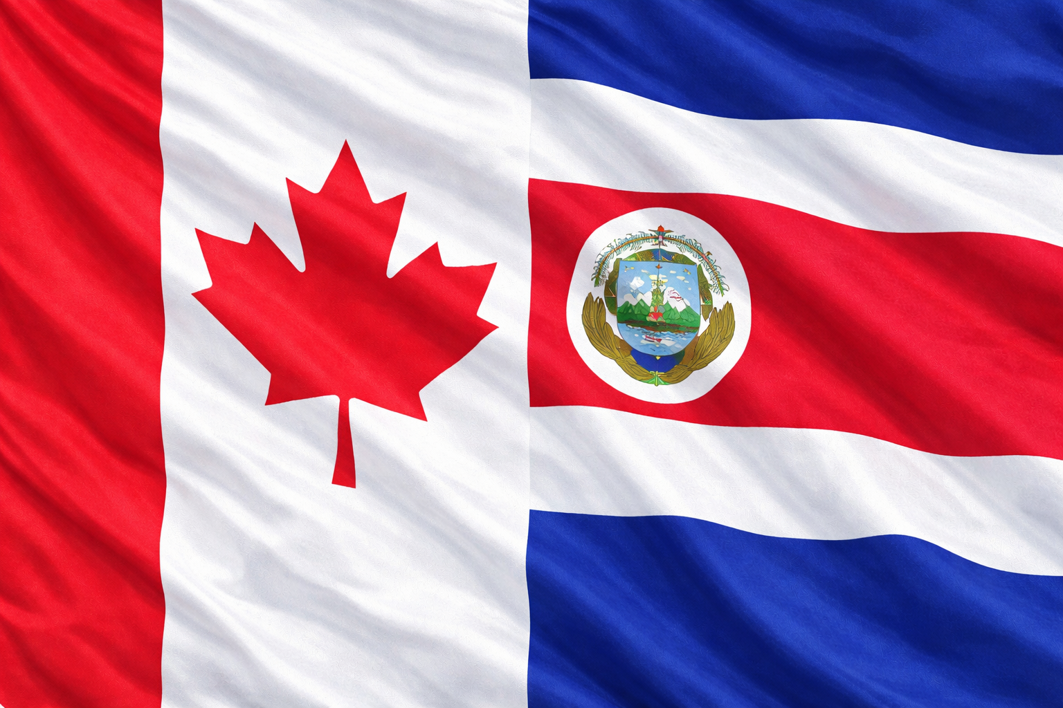 Canada Flag With Costa Rica Flag