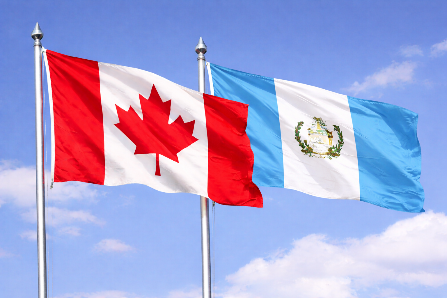 Canada Flag With Guatemala Flag Together