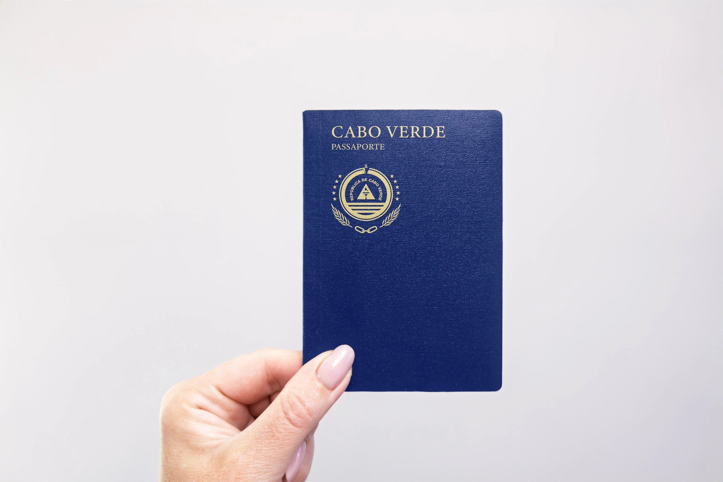 Close Up Of A Cape Verde Passport Held In Hand
