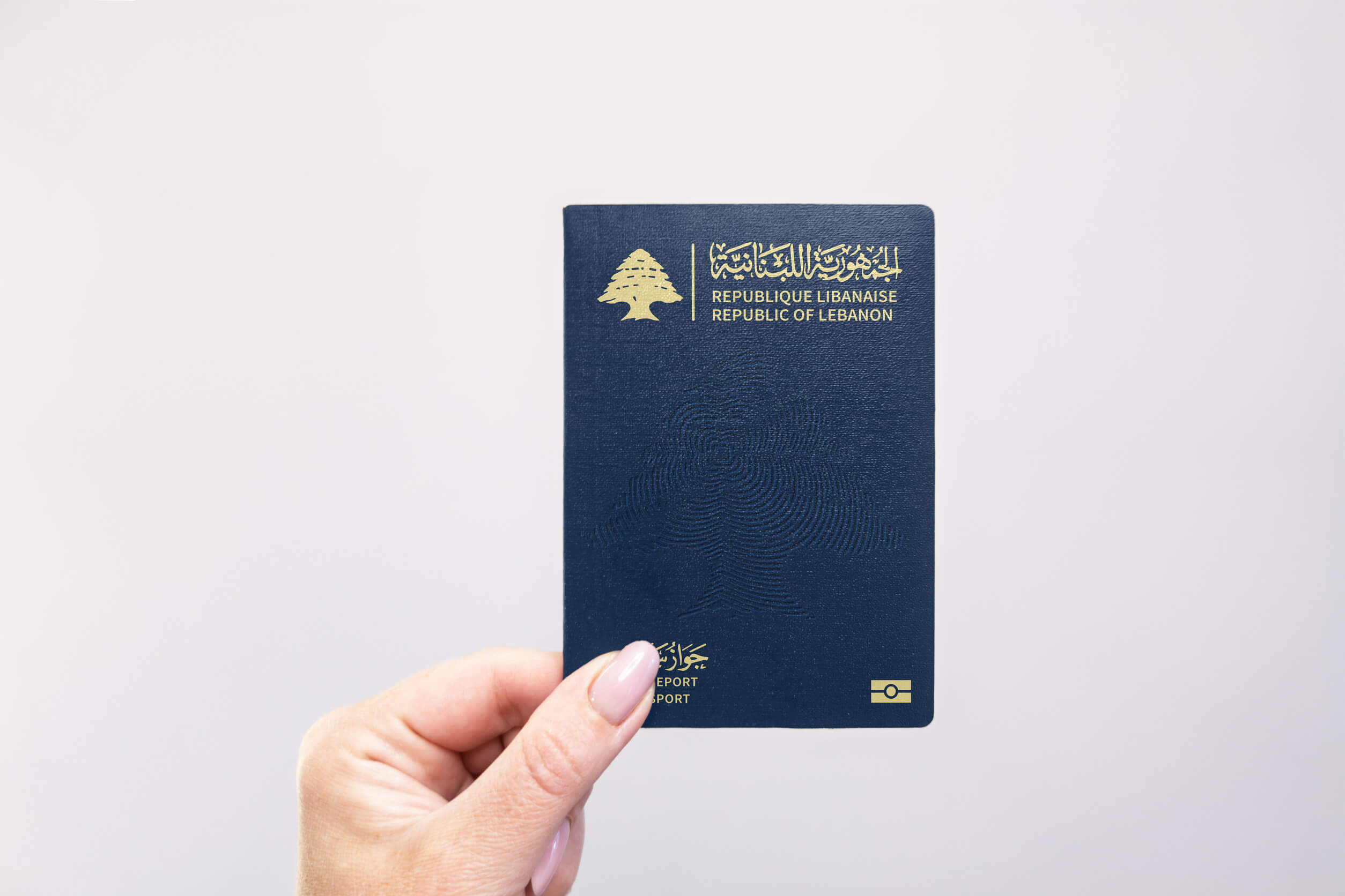 Close Up Of A Lebanon Held Passport In Hand