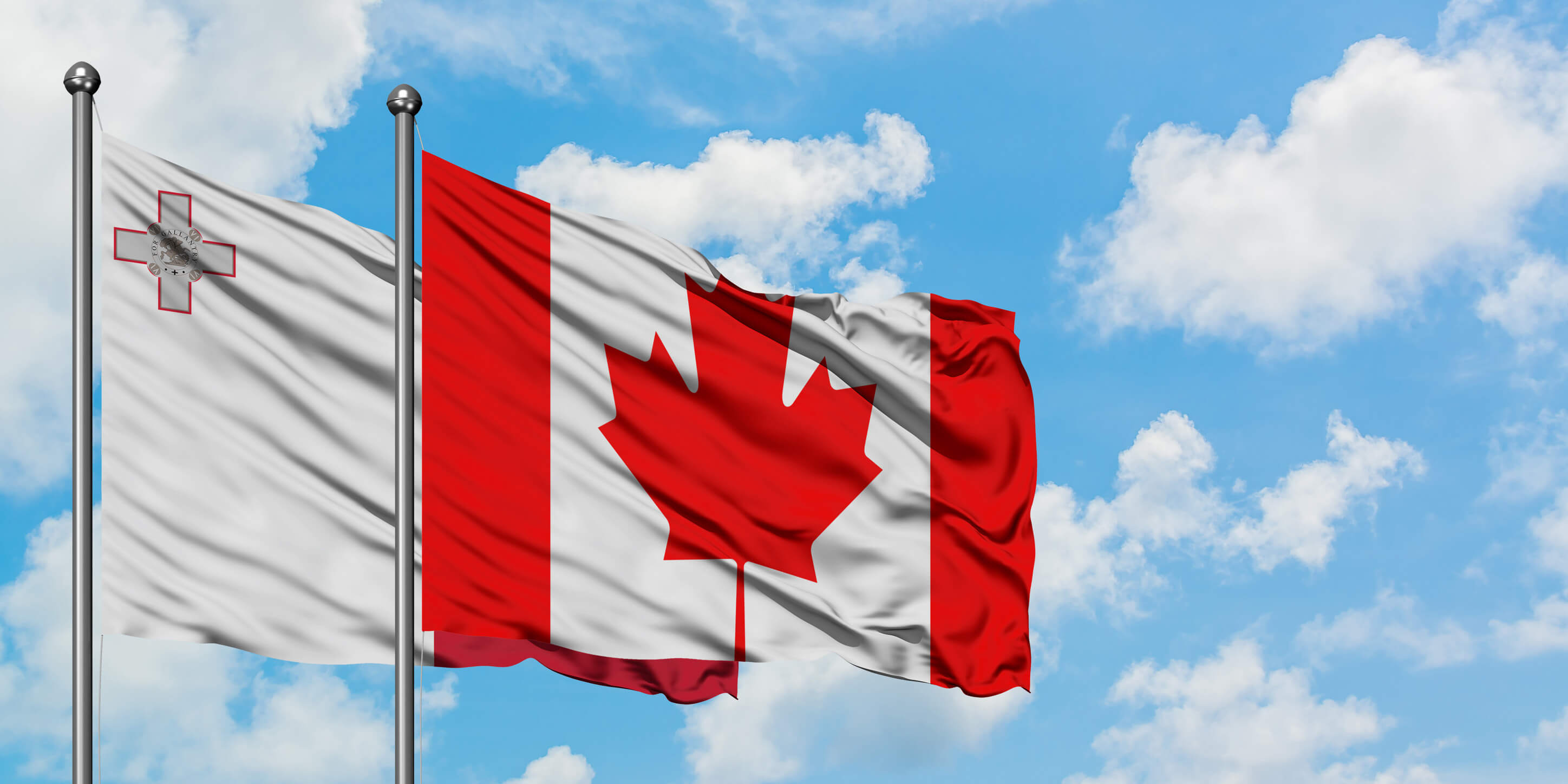 Malta And Canada Flag Waving