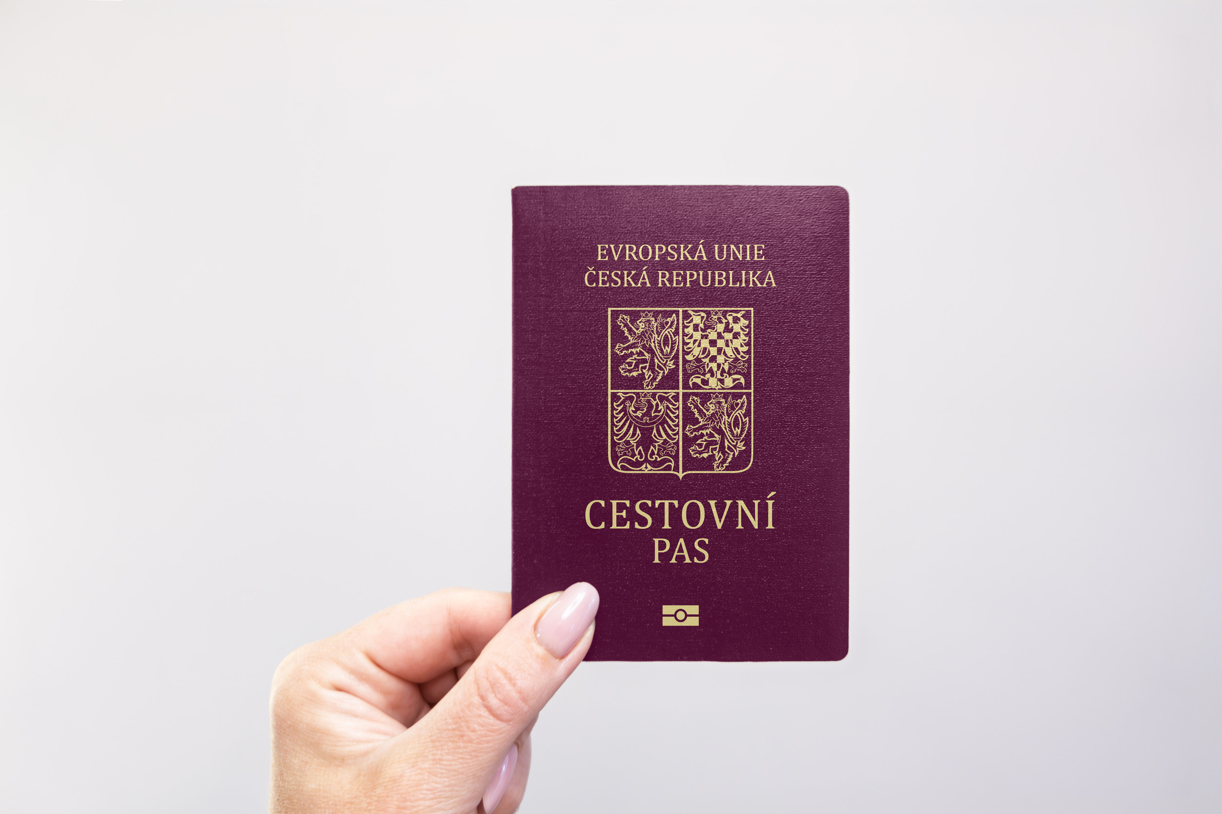 Czech Republic Passport Held In Hand Against