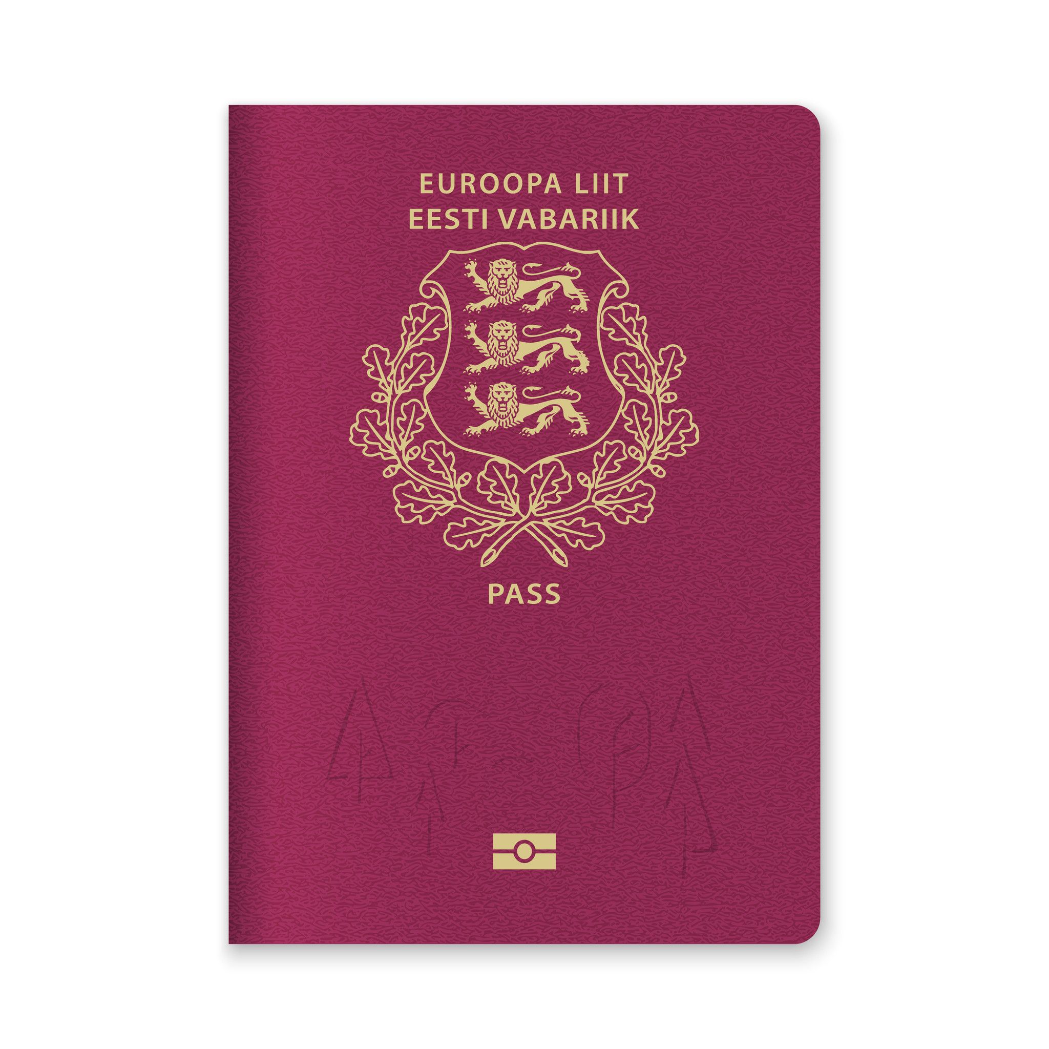 Estonia Passport Cover Featuring Gold Text