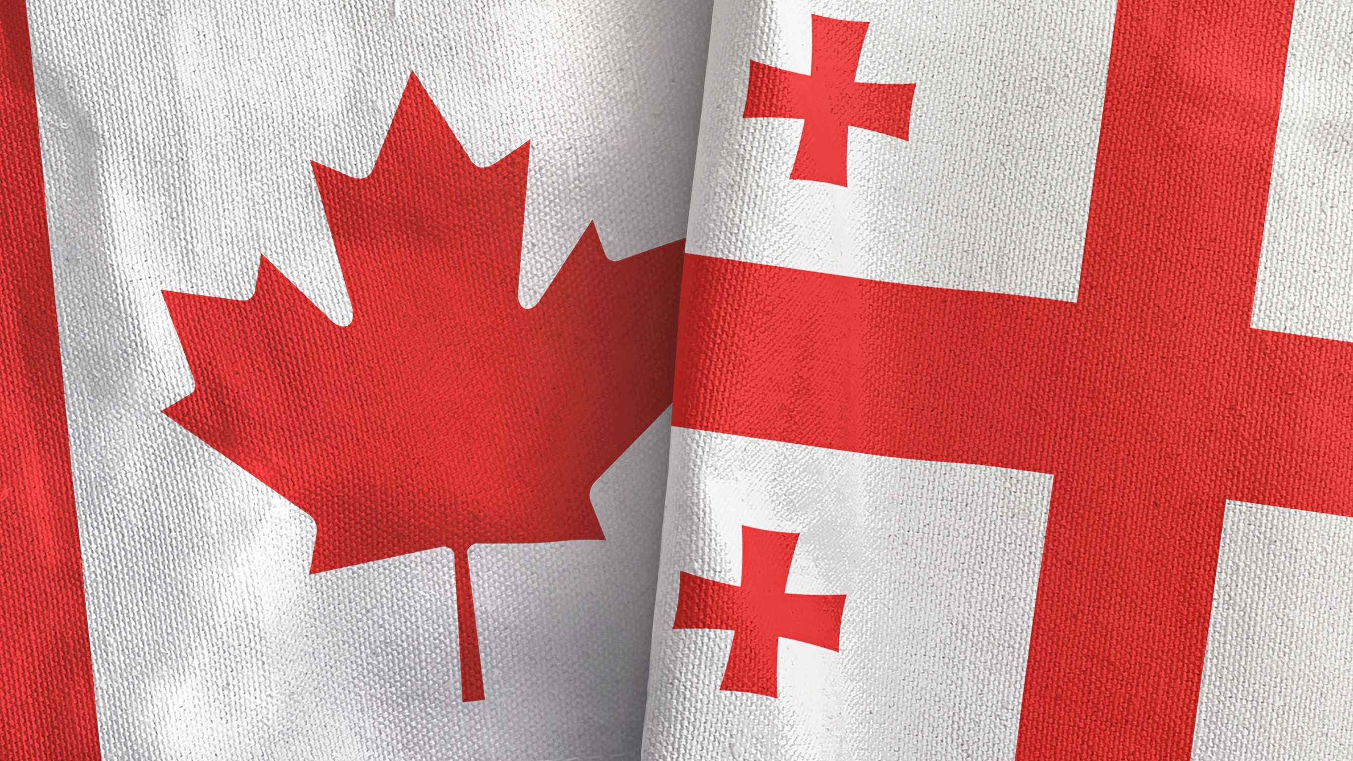 Georgia And Canada Two Flags Textile Cloth