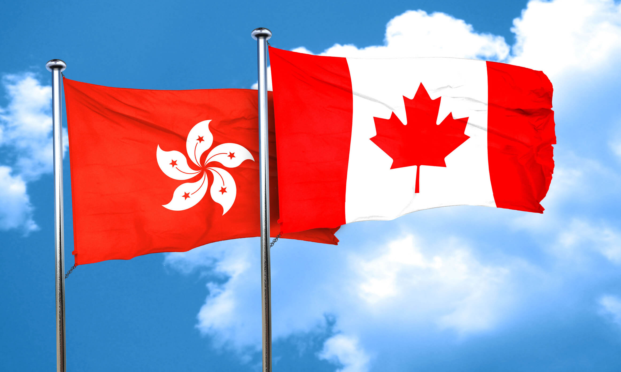 Hong Kong Flag With Canada Flag