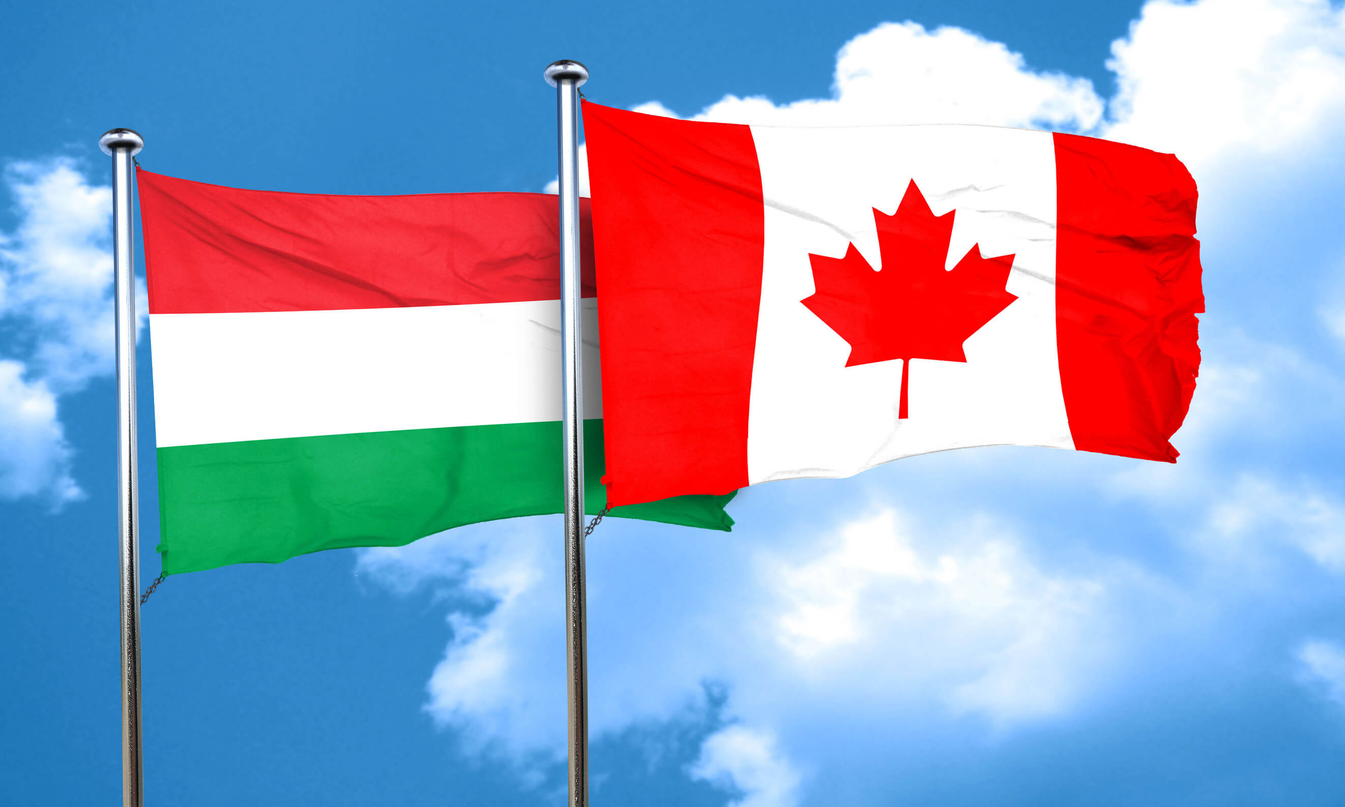 Hungary Flag With Canada Flag