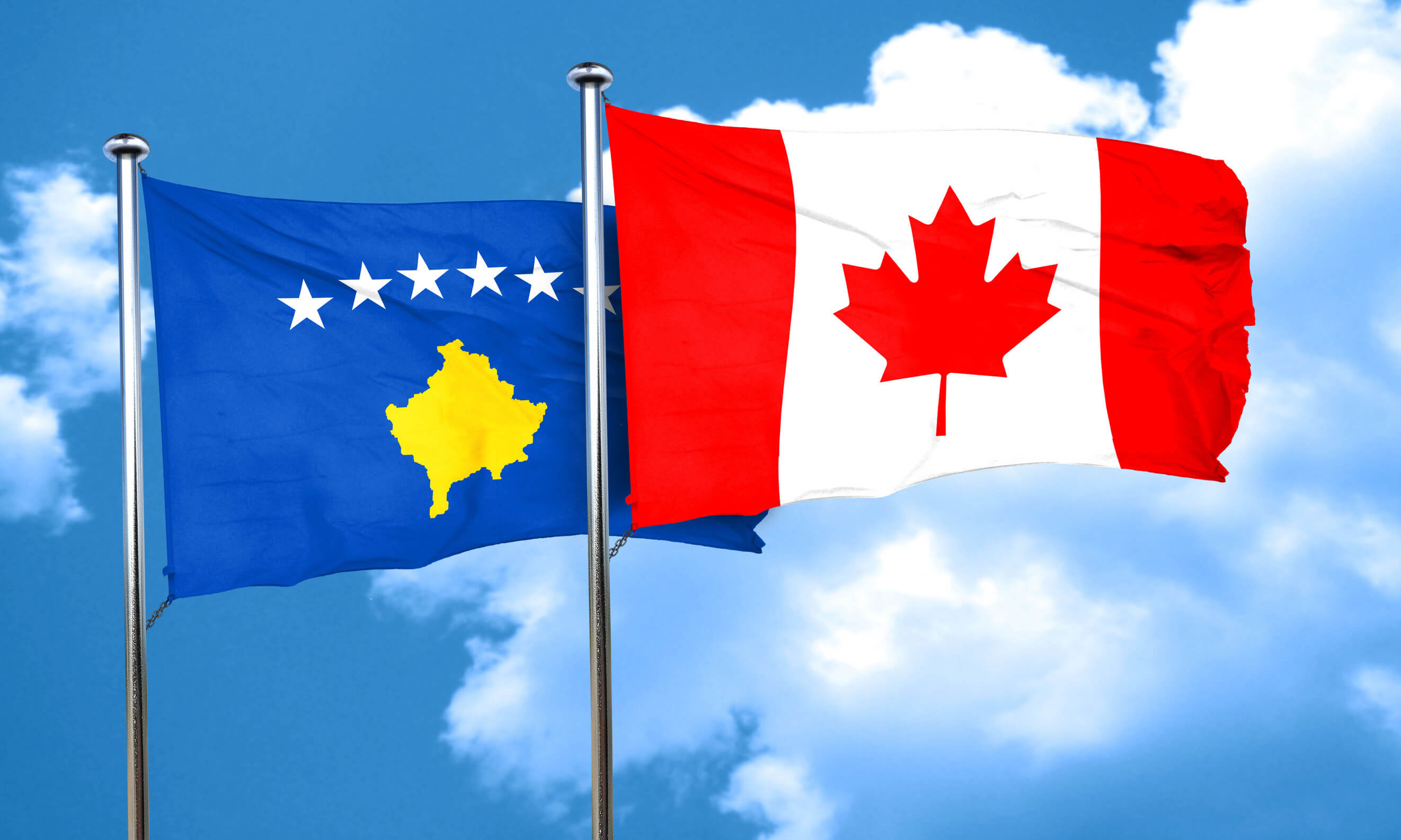 Kosovo Flag With Canada Flag