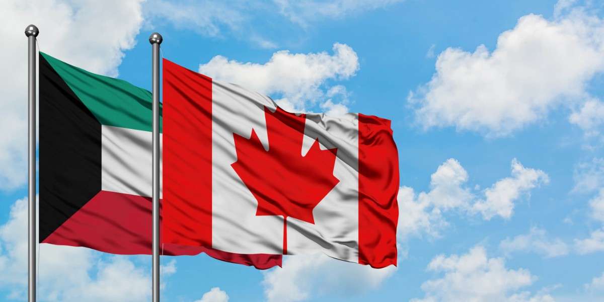 Kuwait And Canada Flag Waving