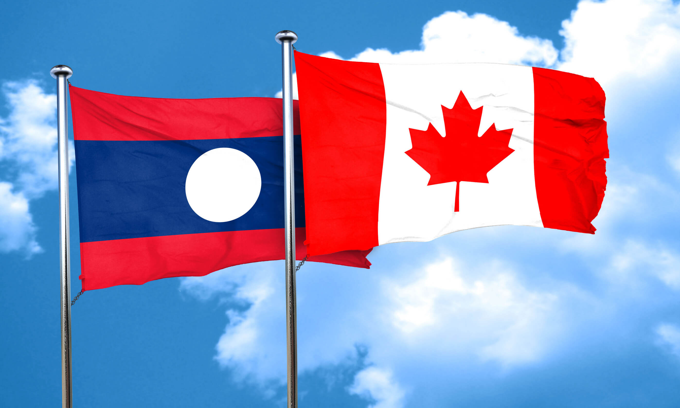 Laos Flag With Canada Flag