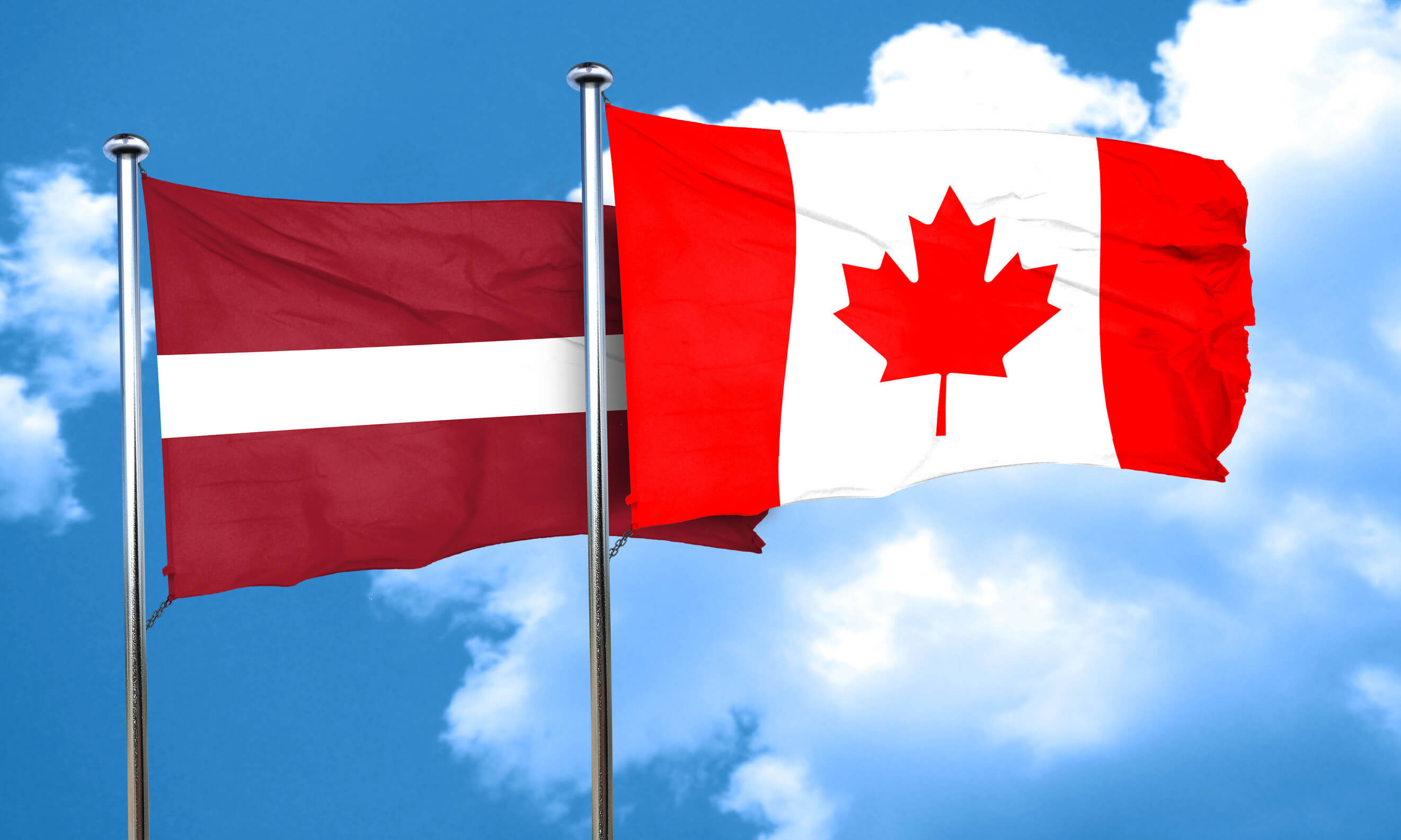 Latvia Flag With Canada Flag