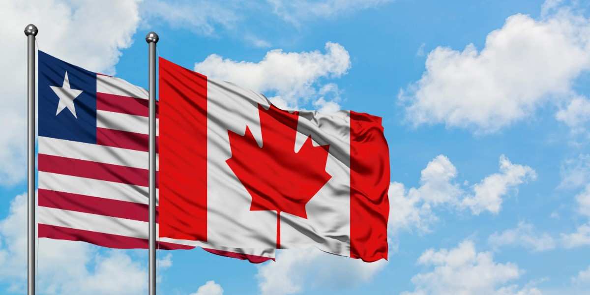 Liberia And Canada Flag Waving