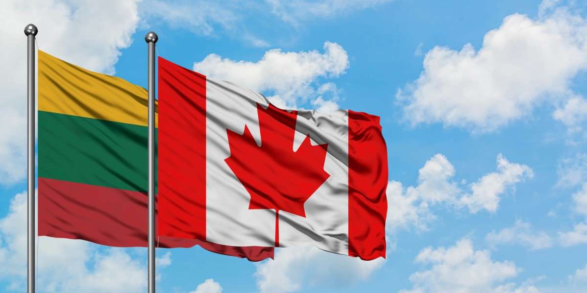 Lithuania And Canada Flag Waving
