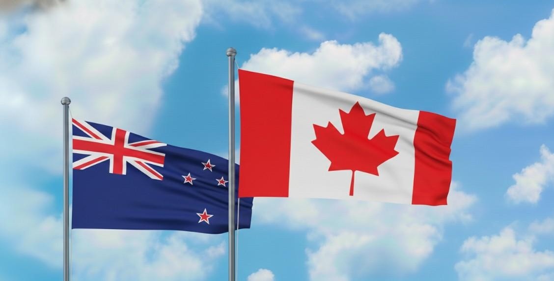 New Zealand Flag With Canada Flag