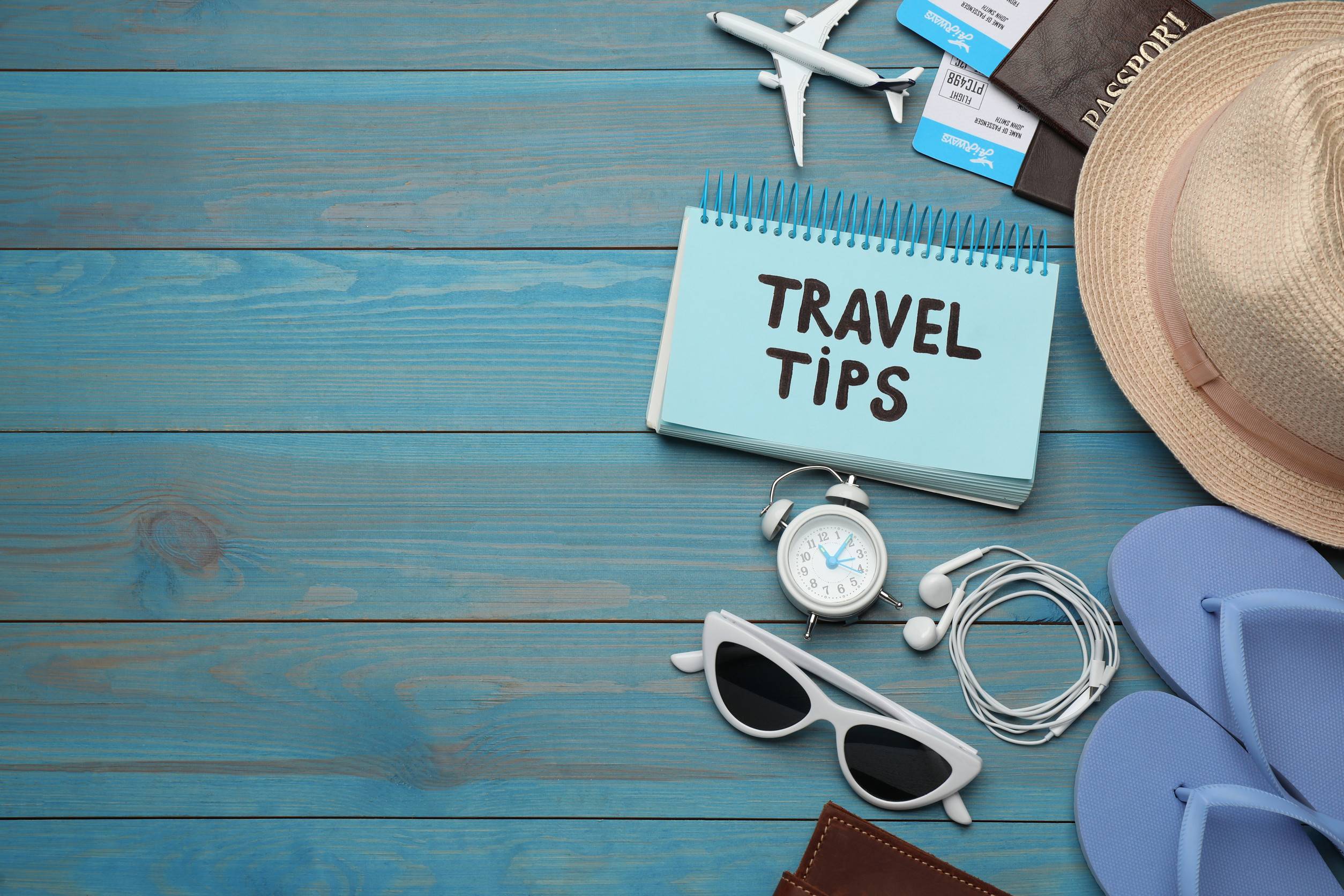 Notebook With Travel Tips Text And Tourist Items