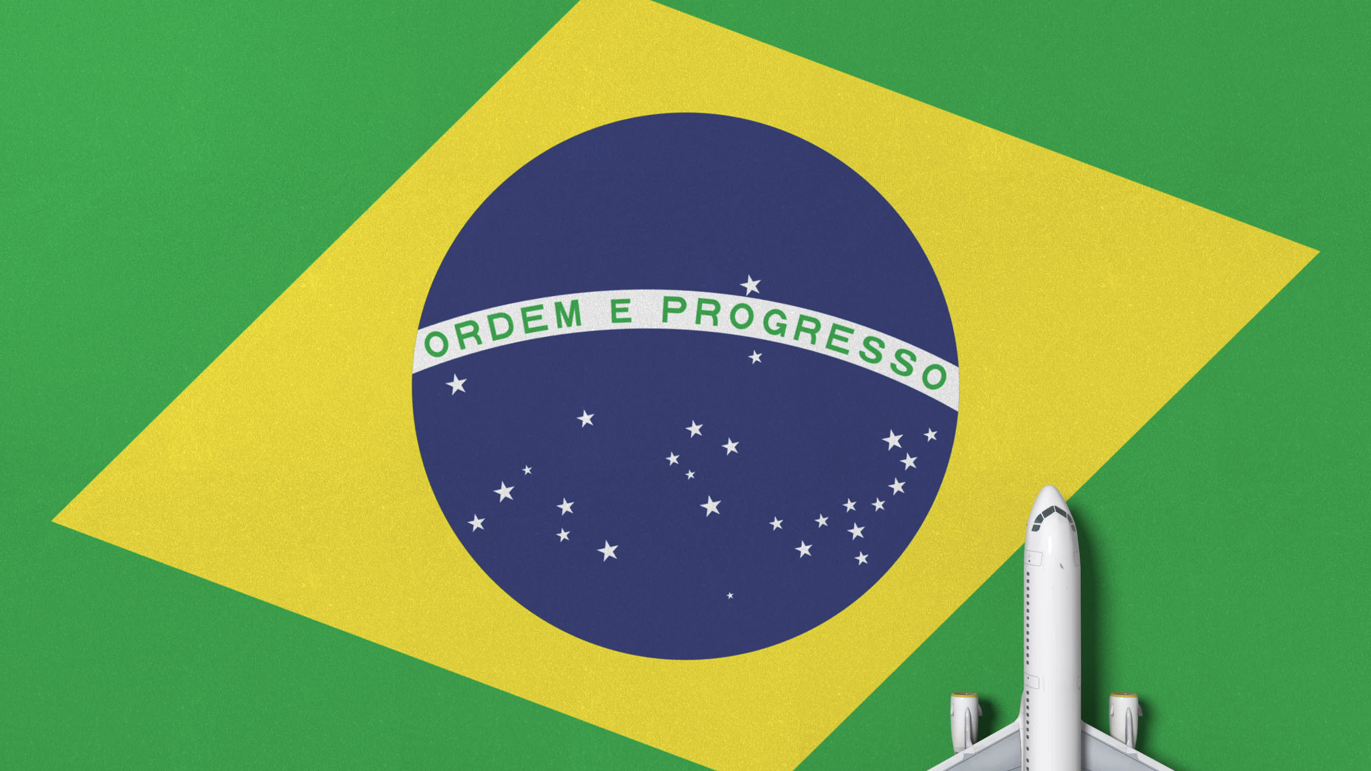 Plane on Brazil flag