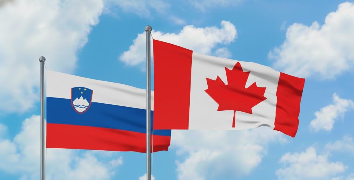 Slovenia And Canada Flag Waving