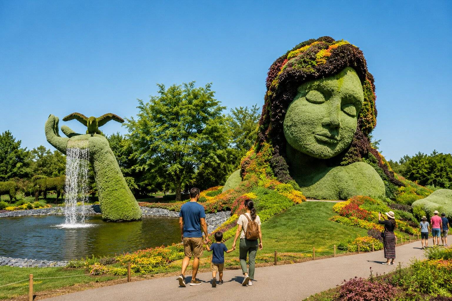 Tourists exploring Montr&eacute;al Botanical Garden